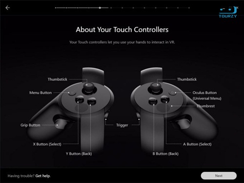 Nút cảm ứng ngón tay và cử chỉ tay cầm Oculus Touch