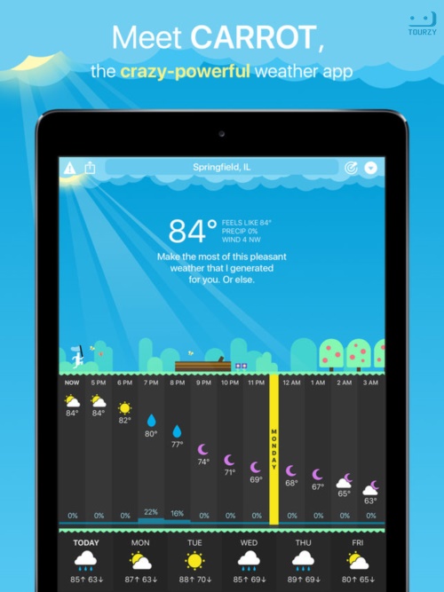 Carrot Weather ứng dụng thực tế tăng cường cho iphone